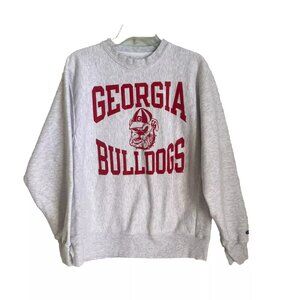 Vtg Champion Reverse Weave Gray University of Georgia Bulldogs Sweatshir…